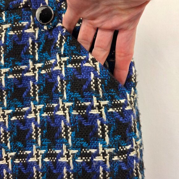 Tahari Blue & Black Mini Skirt With Button Details & Pockets Size XS - Picture 4 of 12